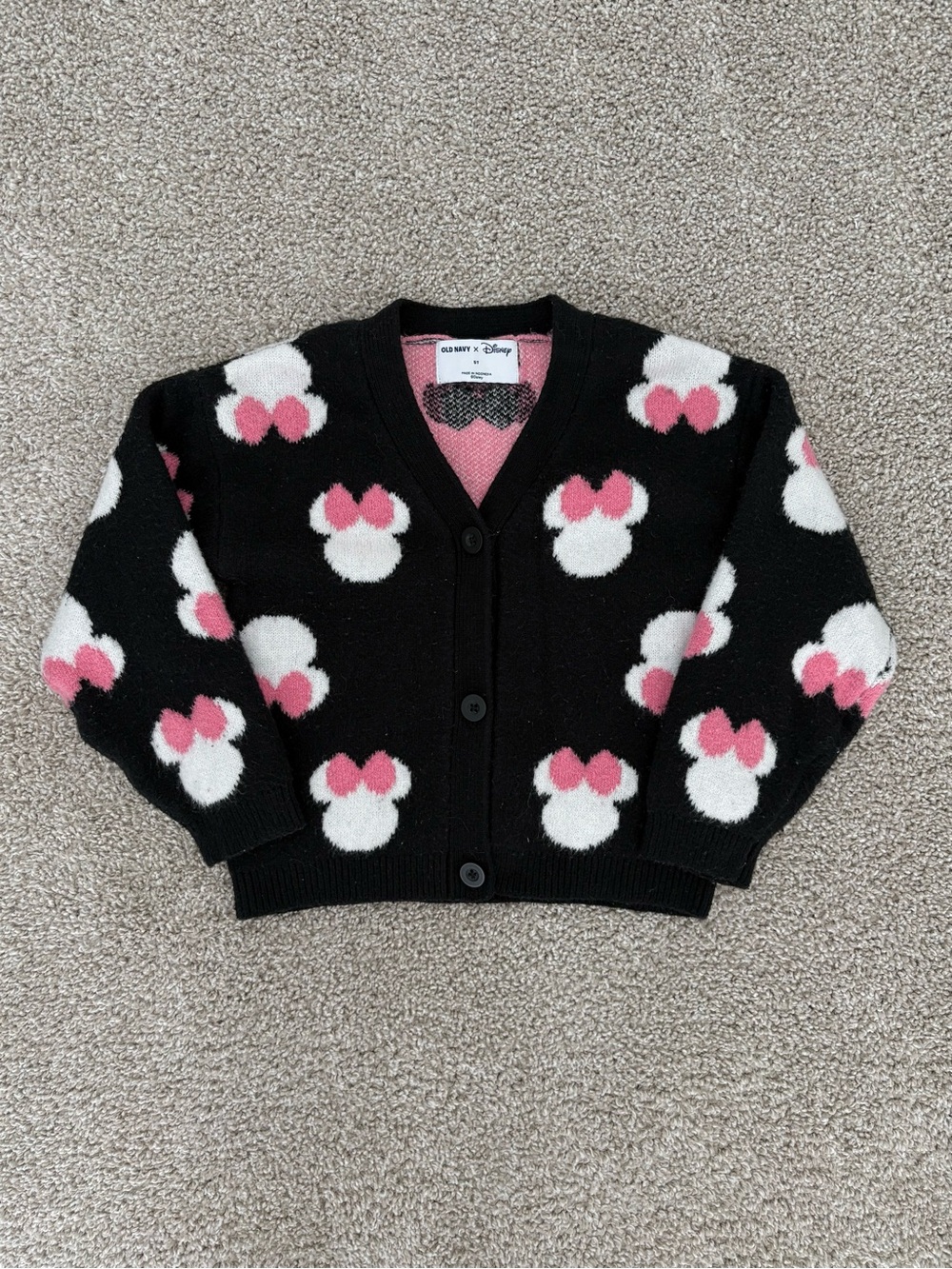 Old Navy Toddler Black Minnie Mouse Bow Cardigan Size 5T